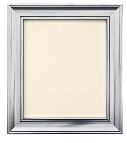 Scandi Distressed Pale Grey Photo Picture Frame with Ivory Backing Board 14 x 8