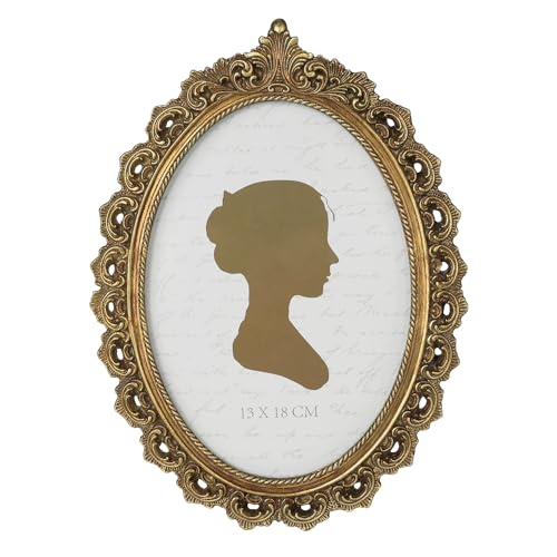 Sunlit Vintage Picture Frame 5x7 Oval Antique Picture Frame Glass Front Luxury Photo Display Table Wall Hanging Gift Ideas Bronze