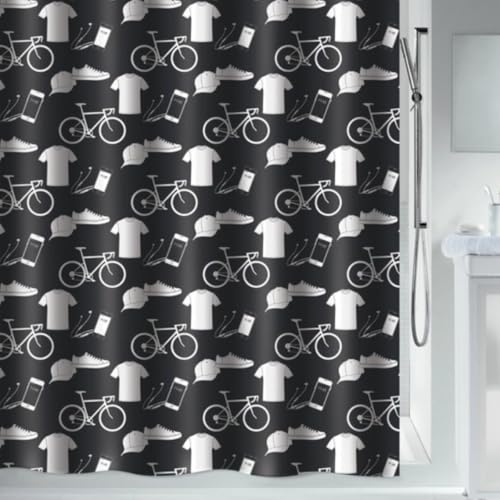 Spirella Polyester Patchwork Shower Curtain 240 x 180 cm Black