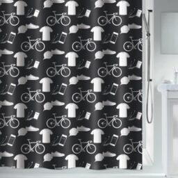 Spirella Polyester Patchwork Shower Curtain 240 x 180 cm Black