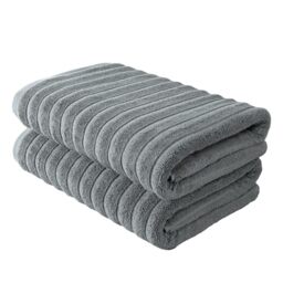BERIBO Cloud Turkish Towel Set 100% Cotton 620gsm (Slate Grey, 2 Bath Towels)
