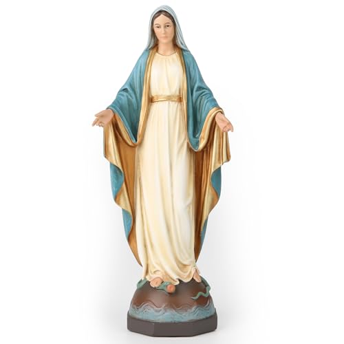 BC Catholic Our Lady of Grace Statue, Holy Mother Virgin Mary Figure, Religious Gfit of Home Decor, 7 inch H, Hand Painted by Buildclassic (Elegant)