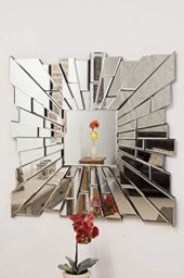 Very Modern Sophisticated Starburst Design All Glass Wall Mirror 3ft x 3ft (90cm x 90cm)