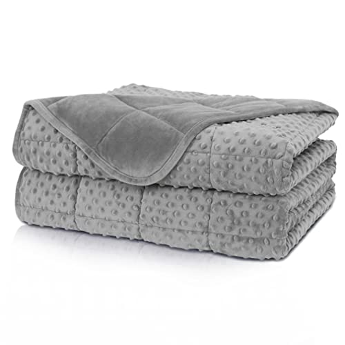 "Huloo Sleep Weighted Blanket Queen 15lbs for Adult(60""×80"",Gray) Breathable Soft Minky Weighted Throw Blanket for All Season,Heavy Blanket with Premium Glass Beads"