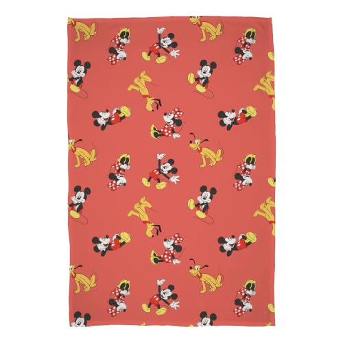 Character World Disney Mickey And Minnie Mouse Officially Licenced Fleece Blanket - Super Soft Warm Fleece - Red Ditsy Design - Perfect For Home, Sleepovers & Camping - 100 x 150 cm