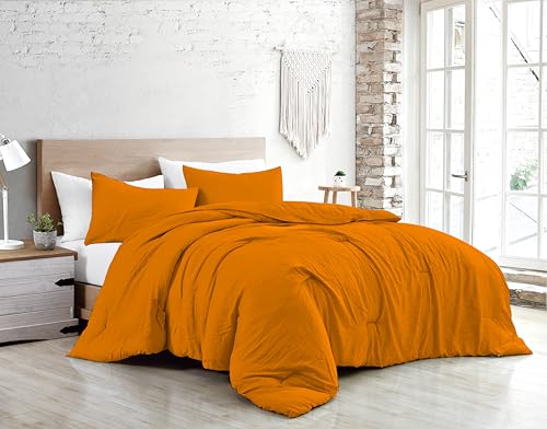 Jenny Sesal Bed Duvet Cover Set – Solid Colour – 100% Pure Cotton – Made in Italy Double – Single – Duvet Cover and Pillowcases Set (Orange, Single)