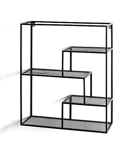 HAKU Wall Rack Black, Metal - Dim.: W 50 cm X H 60 cm X D 18 cm, Style: Modern