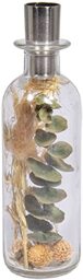 Rayher Bottle Candle Holder Filled with Dried Flowers, Glass Candle Holder for Taper Candles, Metal Candle Stick Holder, 5.5x18.5cm, 46698000