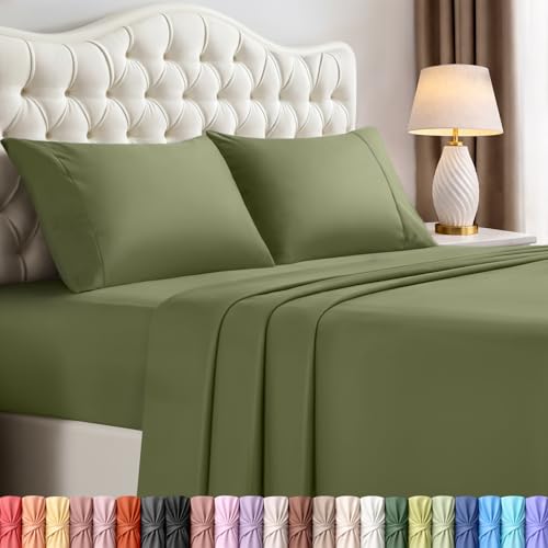 Utopia Bedding Queen Bed Sheets Set - 4 Piece Bedding - Brushed Microfiber - Shrinkage and Fade Resistant - Easy Care (Queen, Olive)