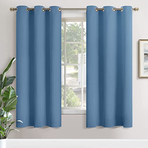 YoungsTex Denim Blue Blackout Curtains 72 Inches Length for Living Room - Thermal Insulated Window Drapes with Grommet Room Darkening for Bedroom, 2 Panels, 42 x 72 Inch