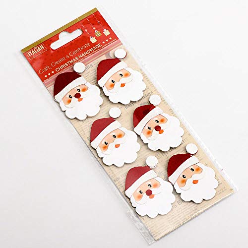 Italian Options Glitter Santa Faces Christmas Craft Decorations (Pack of 6)