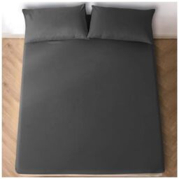 GC GAVENO CAVAILIA Easy Care Polycotton Fitted, Plain Dyed Bed Sheets OR Housewife Pillowcases 2 Pack, Polyester-Cotton, Charcoal, King