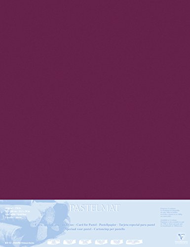 Clairefontaine - Ref 396016C - Pastelmat Mounted Board (5 Sheets) - 1800 Microns - 70 x 100cm - Burgundy Colour - Specially Formulated For Use With Pastels