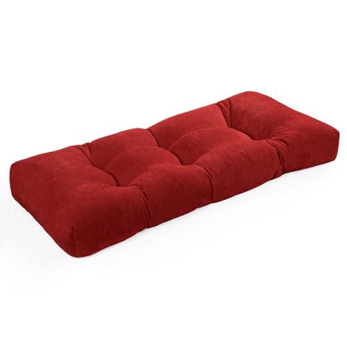 ROFIELTY Bench Cushion 36 Inch, Non-Slip Tufted Bench Cushion for Indoor Furniture for Bay Window, Entryway Bench, Piano Seat(Chenille-Burgundy, 36x14x4)