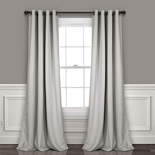 "Lush Decor Light Grey Insulated Blackout Eyelet Curtains 52"" x 96"""