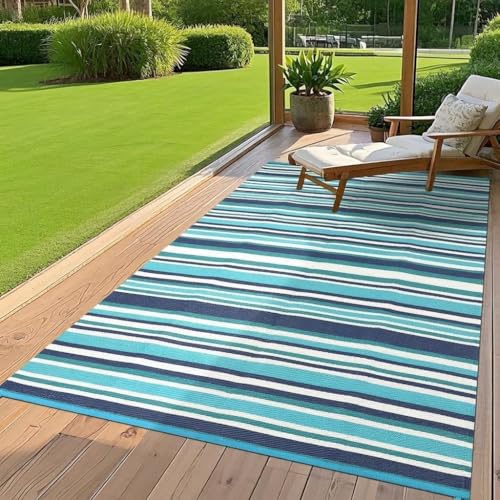 Garvee Reversible Outdoor Rug - Modern Geometric Design, Waterproof & Easy Care, UV-Resistant, Ideal for Garden, Patio, Balcony, Camping & Beach - 270 x 366 cm