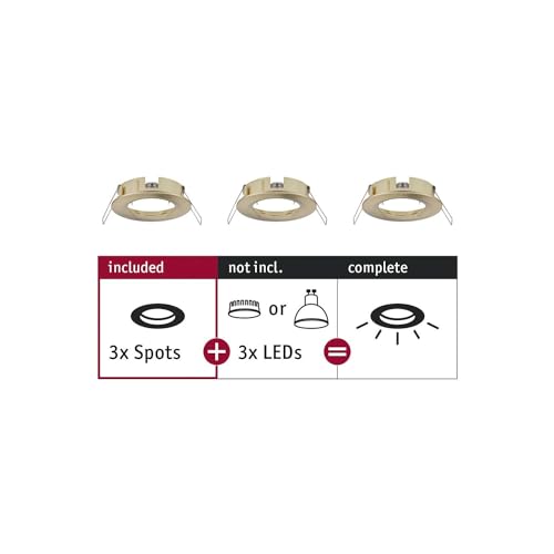 Paulmann Choose Spot 92483 Recessed Ceiling Light Maximum 3 x 10 W Brushed Brass Recessed Light Bulb Without Aluminium