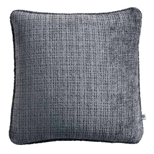 Appletree Alba Charcoal Chenille Cushion – 43 x 43cm – 100% Recycled Polyester – Soft Textured Fabric with Piped Edge – Cushion Cover & Filling Included – Dark Grey for Sofa or Living Room