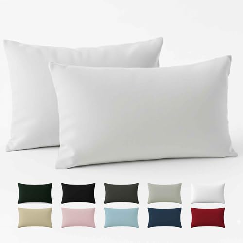 Cushion Cover 40 x 70 cm Renforcé Cotton (Set of 2) – White – Densely Woven with 57 Threads/cm² – Cushion Cover 40 x 70 cm – Oeko Tex Certified Dreamzie