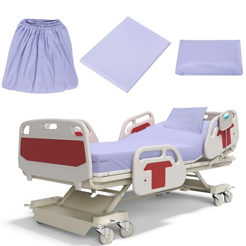 Moukeren 3 Pcs Hospital Bed Sheets Set Deep Pocket Fitted Sheet 36 with Elastic All Around Easy Care Knitted Jersey for Home/Nursing Home (Lavender Purple)