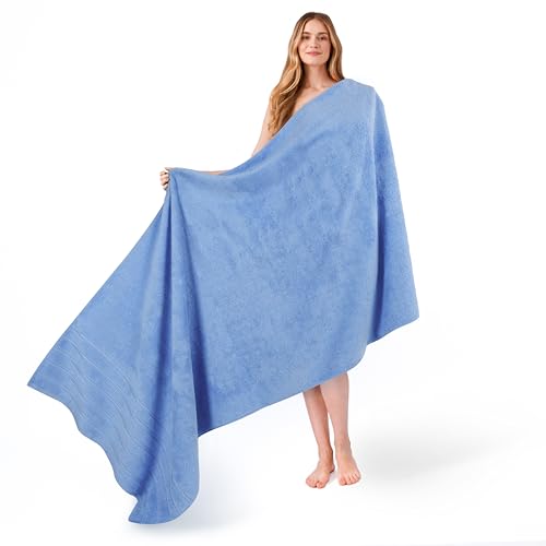 American Soft Linen Jumbo Large Bath Towels, 100% Turkish Cotton Bath Sheet 35 in 70 in, Bath Towel Sheets for Bathroom, Bath Sheet Towels, Sky Blue Bath Sheet