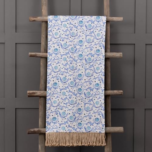 Voyage Maison Mariani Throw – Luxury British Coastal Summer Print (Cobalt - 136x200cm)
