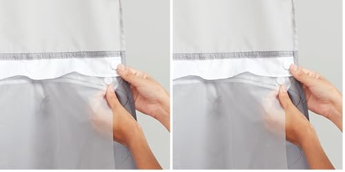 "Hookless It's A Snap! Plastic PEVA Snap-In Replacement Shower Curtain Liner Curtain with Sheer Window, 70"" x 54"", Water-Repellent, Easy Install, Frost (Pack of 2)"
