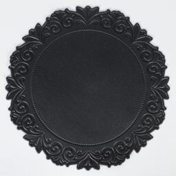 Set of 6 Black Round PVC Placemat Floral Decoration