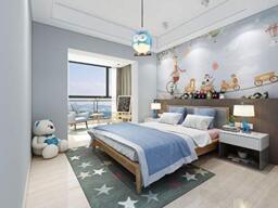 Am-Light Modern Ceiling Light with Pendant Owl Shade for Children's Bedroom Decoration, Blue