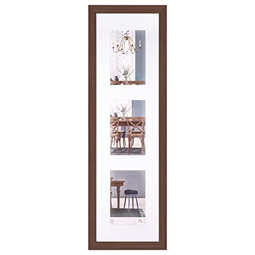 walther Design Picture Frame Dark Oak 3X 10x15 cm Gallery with PassepArtout, Fiorito Wooden Frame EF315VP