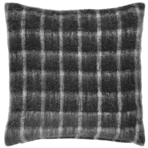 Yard Furn Yarrow Check Feather Filled Cushion - Faux Mohair Wool Blend Cushion (Storm Grey - 45x45cm)