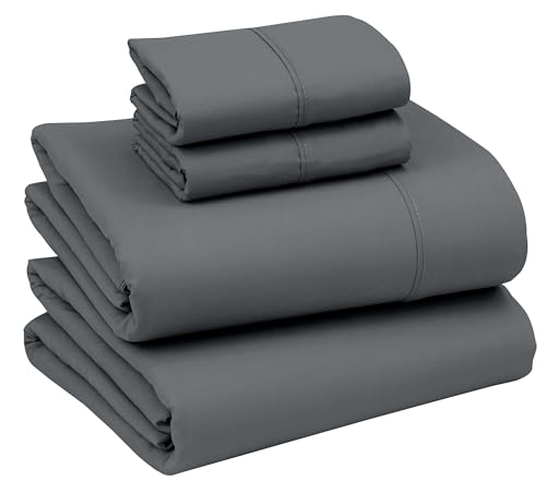 RUVANTI AONELAS Queen Sheets - Silky Soft Sheet Set - 4 Pieces Luxury Breathable Sheets for Queen Size Bed - All Seasons Cozy & Comfy 15 Inch Deep Pocket Snug Fit Hotel Bed Sheets - Dark Grey