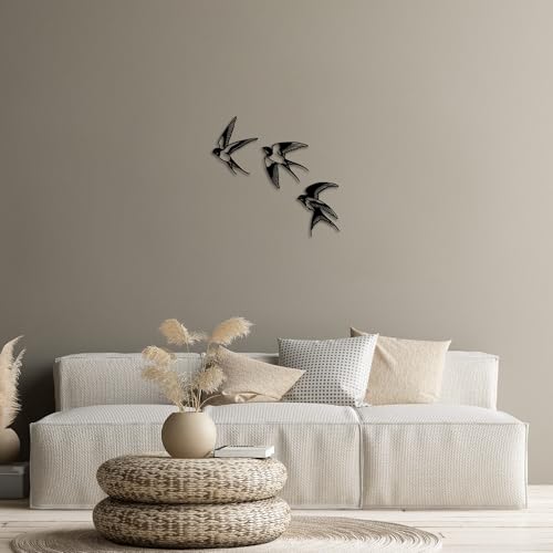 Stylish Black Decorative Metal Wall Accessory (3 Pieces) - 100% Metal, 1 mm Thick - Sizes: 21 x 27 cm, 22 x 22 cm, 20 x 25 cm - Perfect for Home Decor