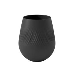 Villeroy & Boch Collier Noir Vase Carré No. 2, 12.5x12.5x14 cm, Premium Porcelain, Black