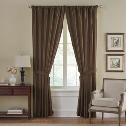 Elrene Home Fashions Versailles Faux-Silk Room-Darkening Curtain Panel, Blackout Curtain with Rod Pocket, 52 Inches by 108 Inches, Chocolate Brown, 1 Panel