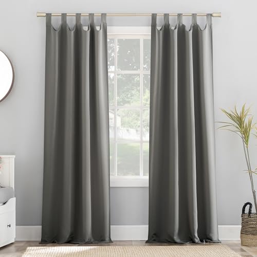 "Sun Zero Easton Energy Saving Blackout Tab Top Curtain Panel, 40"" x 63"", Gray"