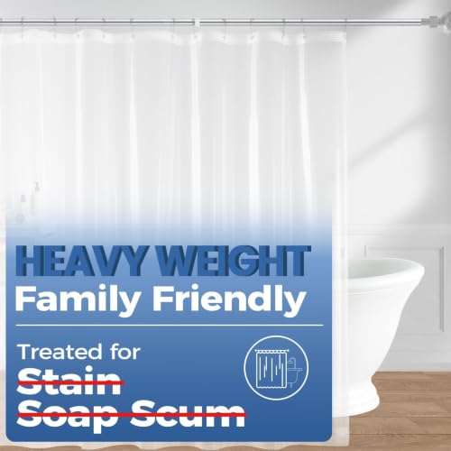 downluxe Heavy Duty Shower Curtain Liner Clear 3PCS - PEVA 8G Waterproof for Bathroom, Rust Proof Grommets, 72x72 Inches