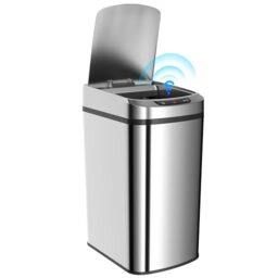 HOMCOM 12L Sensor Bin, Stainless Steel Automatic Touchless Motion Sensor Kitchen Bin, Compact, Fingerprint Resistant for Bathroom, Home Office Use and Hygienic Gyms, Silver Tone
