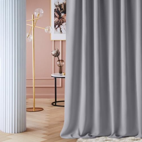 ROOM99 Laurel Curtain with Eyelets, 180 x 260 cm, Width x Height Blackout Opaque Sliding Curtains, Living Room, Bedroom, Light Grey, Pack of 1