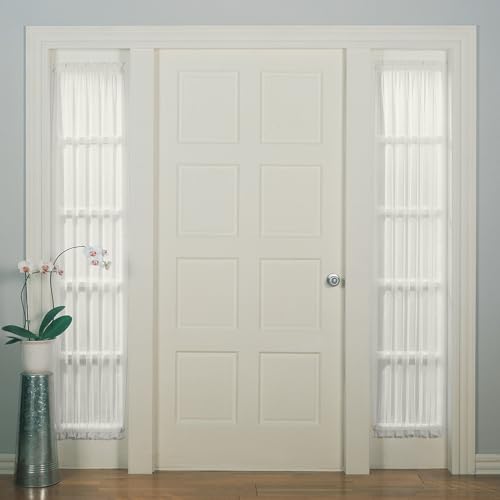 No. 918 Emily Sheer Voile Single Curtain, Fabric, Eggshell, 28 in x 72 in Door Sidelight Panel