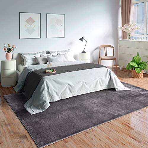 Mias Teppiche Olivia Living room/bedroom rug - washable - 120 cm round, Dark Grey