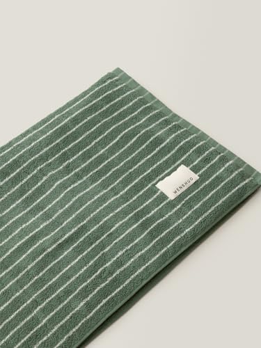 "WENSHUO Colorful Striped Pure Cotton Bath Towel,100% Combed Cotton,Luxury Shower Towel,Super Absorbent (DarkGreen, 55.12"" Lx27.56 W)"