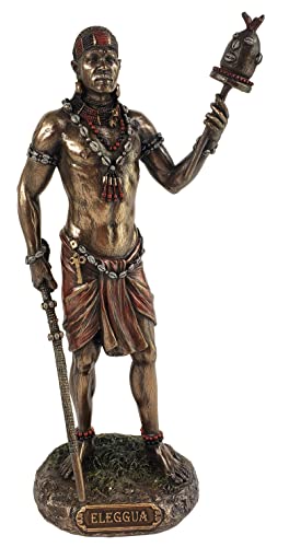 JFSM INC. Bronze Finish Elegua African God Orisha Statue Santeria Yoruba Ellugua Ellegua by
