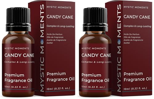 Mystic Moments - Candy Cane Fragrance Oil - 10ml - Perfect for Soaps, Candles, Bath Bombs, Oil Burners, Diffusers and Skin & Hair Care Items (Pack of 2)