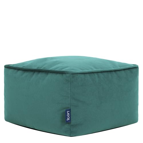 icon Amara Velvet Small Bean Bag Footstool with Filling Included, Teal