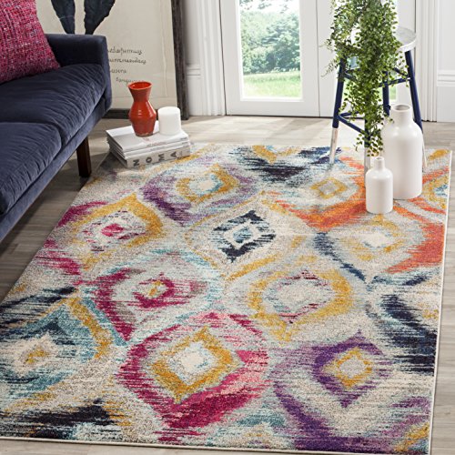 Safavieh Boho Chic Indoor Woven Rectangle Area Rug, Monaco Collection, MNC242, in Multi, 155 X 231 cm for Living Room, Bedroom or Any Indoor Space