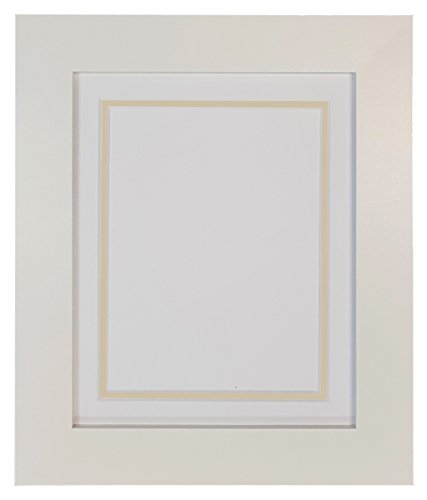 Metro White Photo Picture Poster Frame with White on Ivory Double Mount 8 x 8 for Image Size 5 x 5 inch