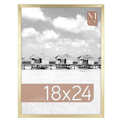 MCS Gallery Foundation 18x24 Poster Frame Brass, Vertical & Horizontal Wall Hanging Large Picture Frame for Photos, Posters & Art Prints (1-Pack)