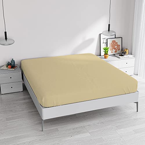 ELEGANT Fitted Sheet 35 cm, Cream, Maxi Double