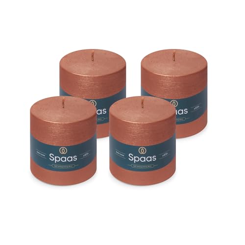 Spaas 4X Metallic Pillar Candle 100/100 mm, Salmon